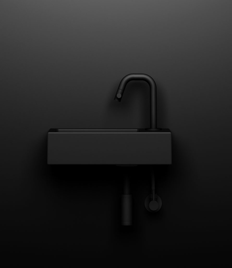Lave-mains en céramique noire, Clou