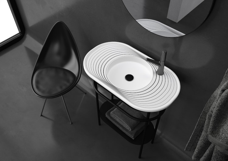 Meuble lavabo Lap Plus. Design Karim Rashid pour Glass Design