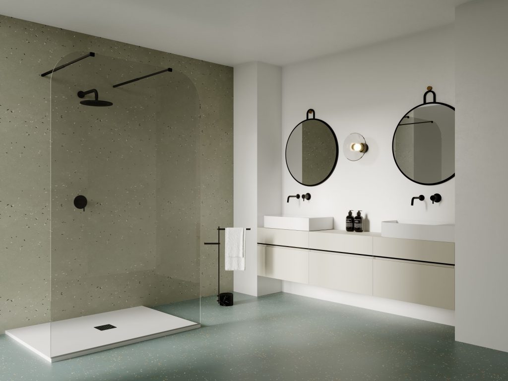Paroi de douche ouverte 2 côtés design italien haut de gamme