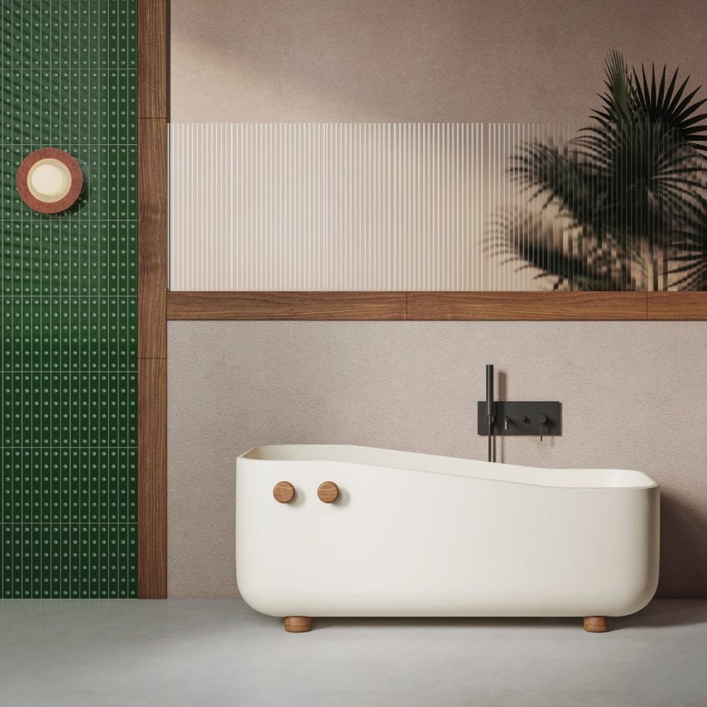 Baignoire îlot au design haut de gamme fabriquée en solid surface de première qualité