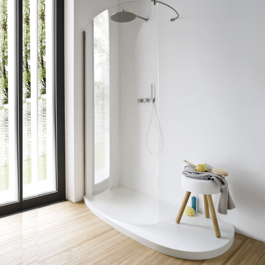 Paroi et receveur de douche Fonte style Japandi de Rexa Design